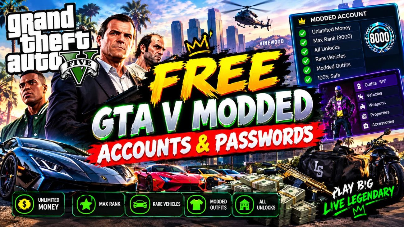 Claim Free GTA V Modded Accounts & Passwords: A Complete Guide